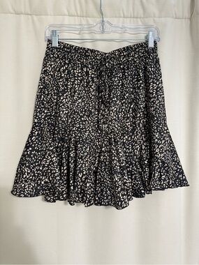 Pinch Black Mini Skirt with Cream Spot Ruffle Hem